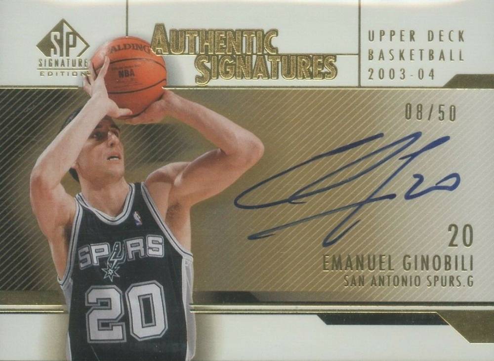 2003 SP Signature Authentic Signature Manu Ginobili #AS-EG Basketball Card
