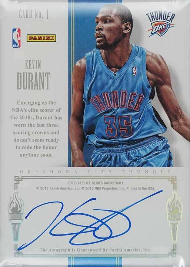 2012 Panini Elite Series Passing the Torch Autographs Kevin Durant/Kobe Bryant #1 Basketball Card