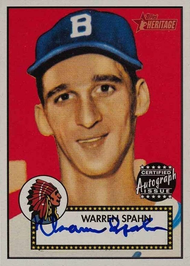 2001 Topps Heritage Autographs Warren Spahn #THAWS Baseball Card