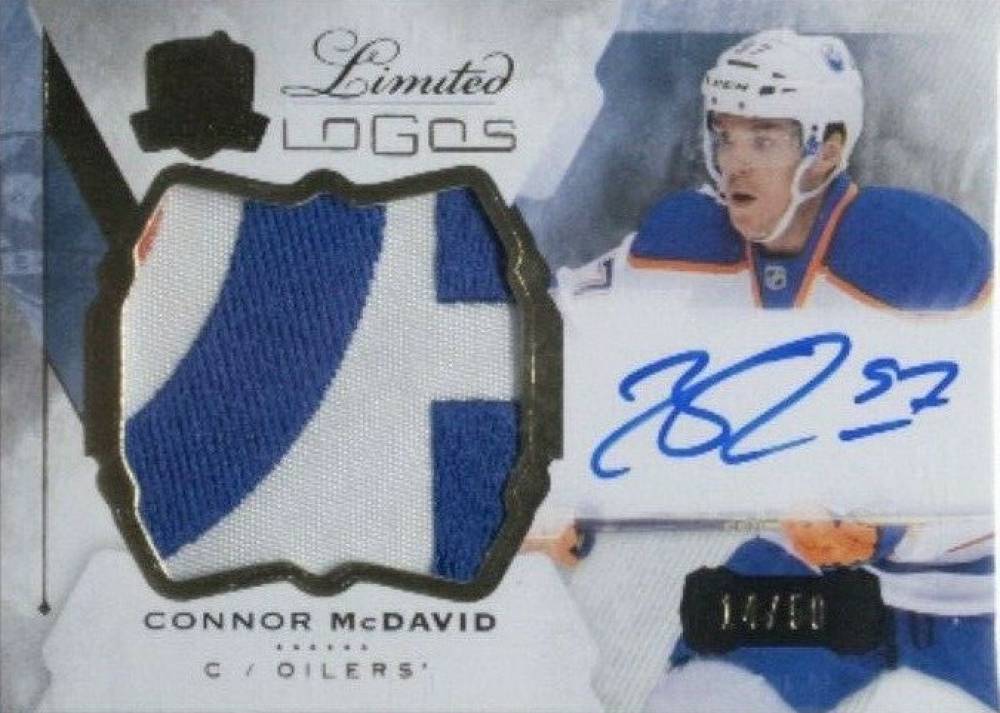 2015 Upper Deck The Cup Limited Logos Autograph Patch Connor McDavid #LL-CM Hockey Card