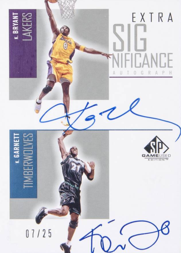 2002 SP Game Used Extra Significance Kobe Bryant/Kevin Garnett #KB/KG Basketball Card