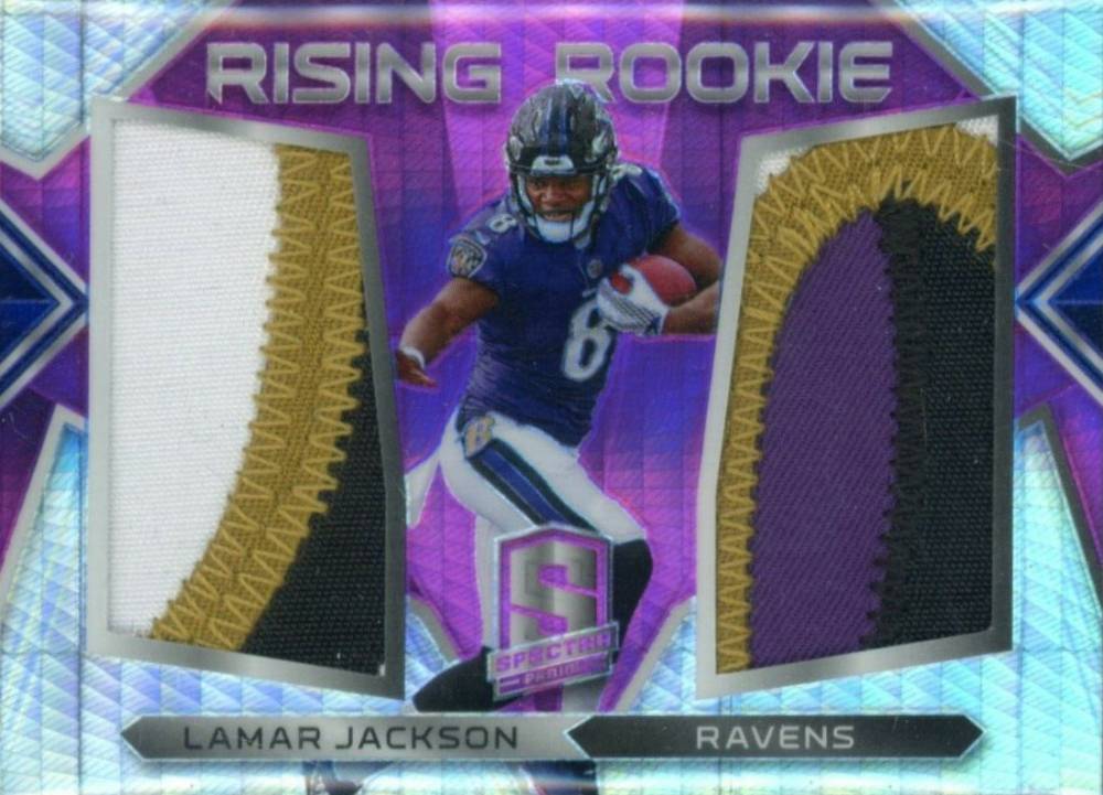 2018 Panini Spectra Rising Rookie Material Lamar Jackson #15 Football Card