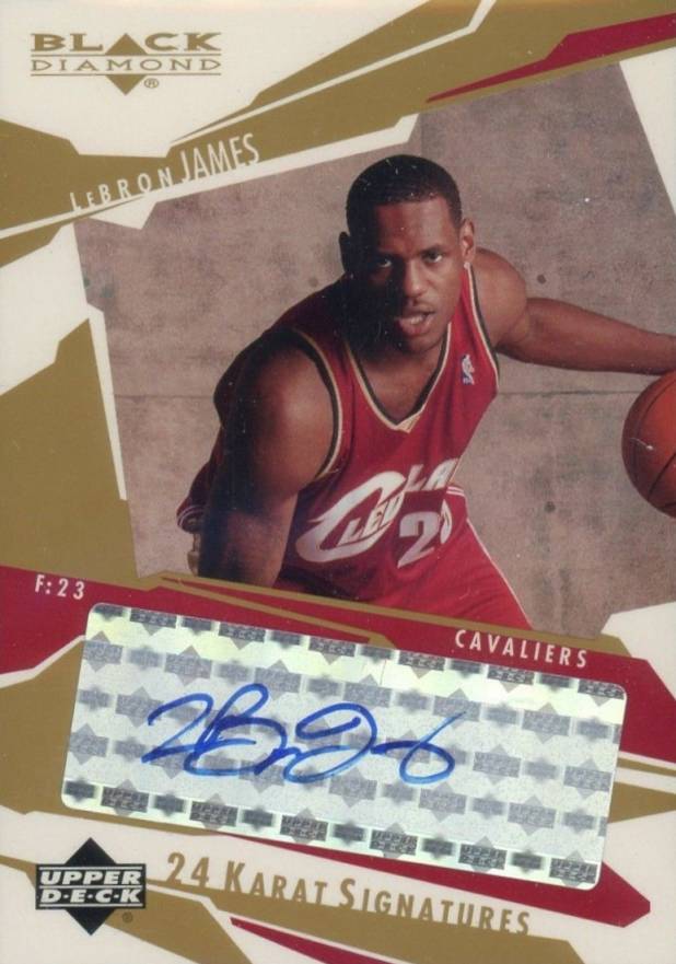 2003 Upper Deck Black Diamond 24 Karat Signatures LeBron James #LJ Basketball Card