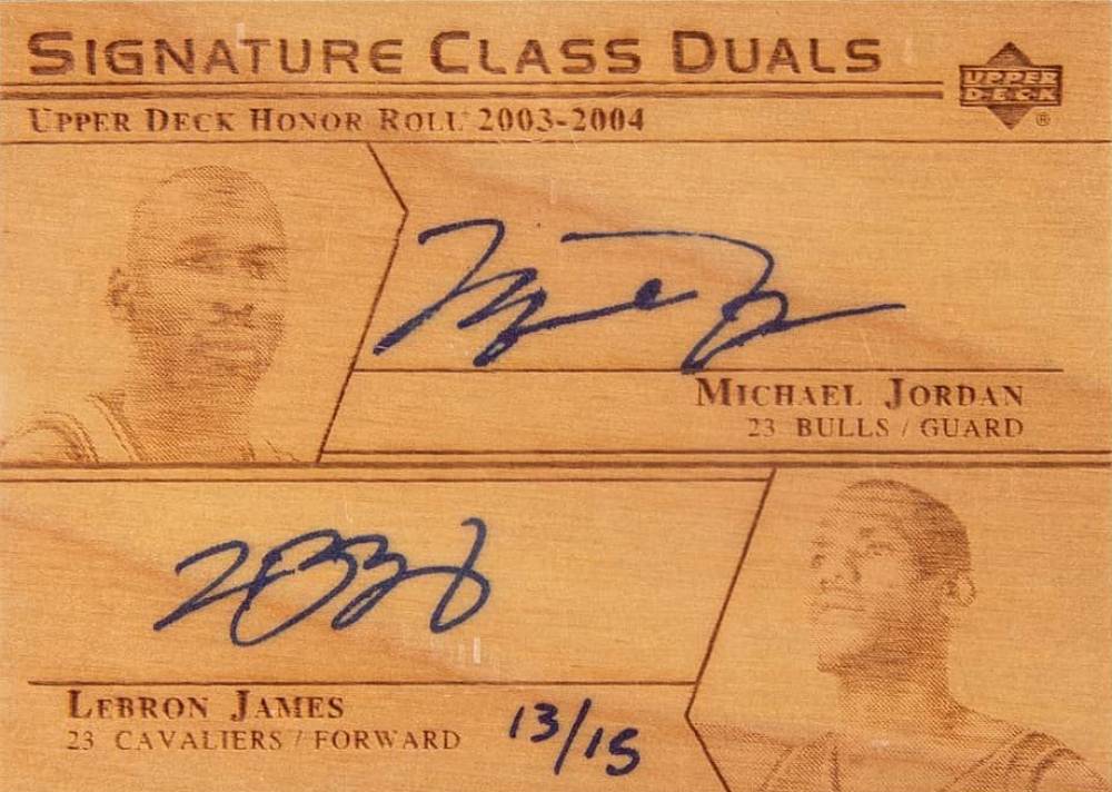 2003 Upper Deck Honor Roll Signature Class L.James/M.Jordan #MJ/LJ Basketball Card