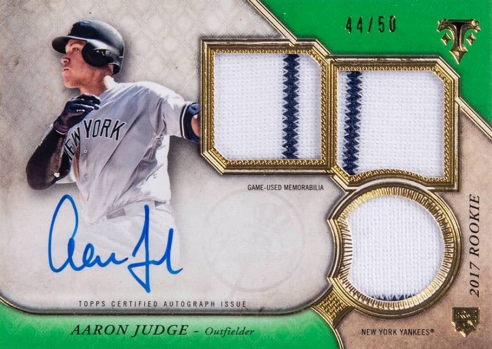 2017 Topps Triple Threads Rookie and Future Phenom Autographed Relic Aaron Judge #AJ Baseball Card