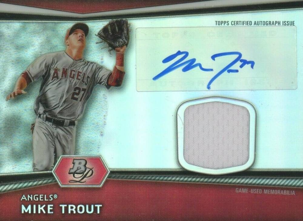 2012 Bowman Platinum Relic Autographs Mike Trout #AR-MT Baseball Card