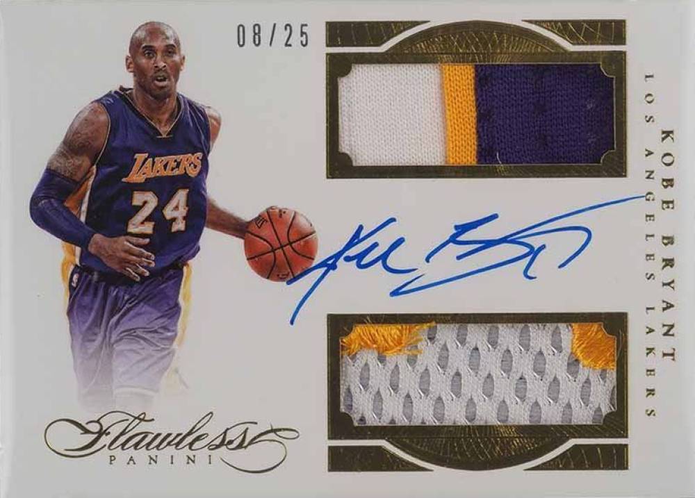 2015 Panini Flawless Dual Patch Autograph Kobe Bryant #KB Basketball Card