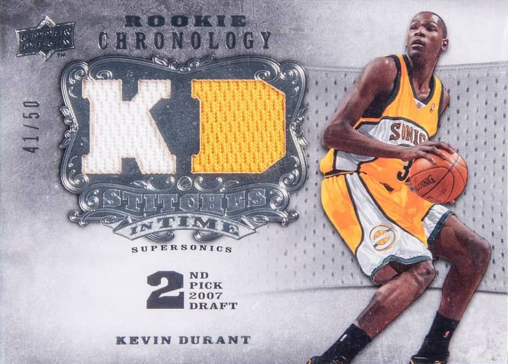 2007 Upper Deck Chronology Stitches in Time Kevin Durant #KD Basketball Card