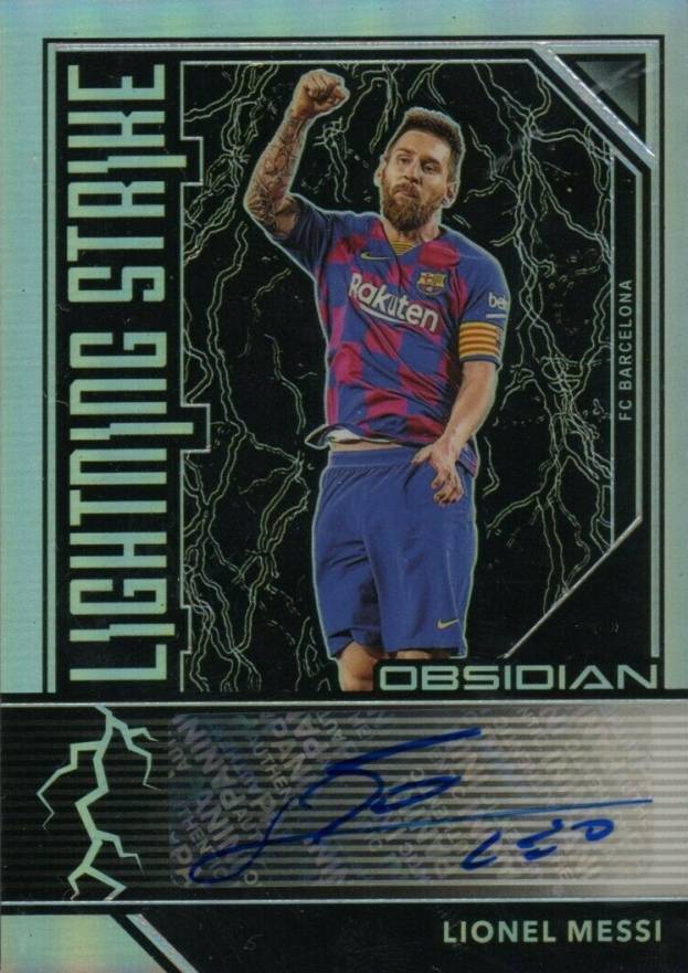 2019 Panini Obsidian Lightning Strike Autograph Lionel Messi #LSLM Soccer Card