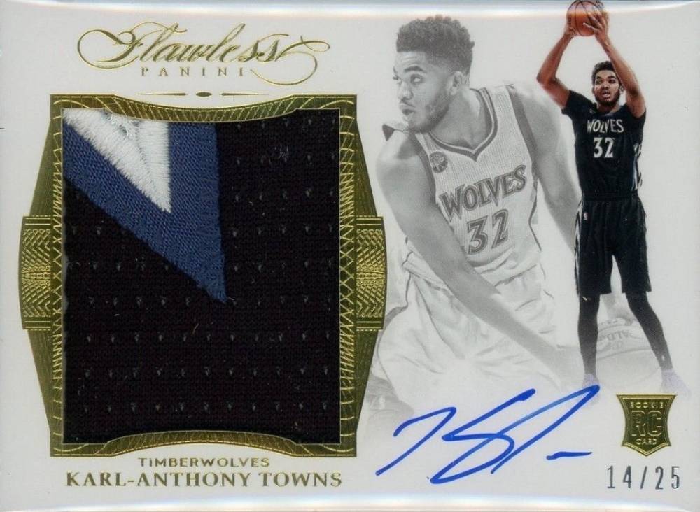 2015 Panini Flawless Star Swatch Signatures Karl-Anthony Towns #SR-KT Basketball Card