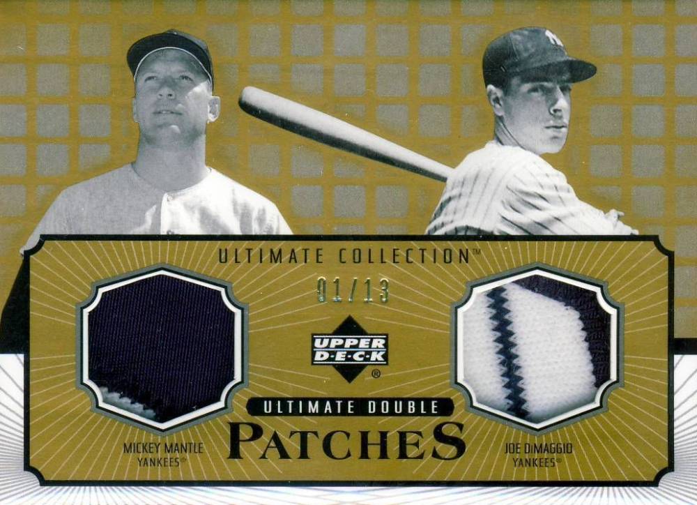 2002 Ultimate Collection Ultimate Double Patches Mickey Mantle/Joe DiMaggio #DP-MD Baseball Card
