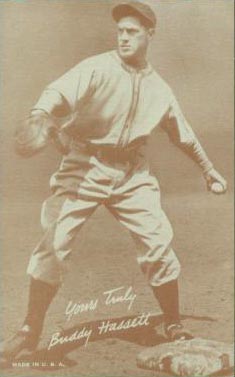 1939 Exhibits Salutation Buddy Hassett # Baseball Card