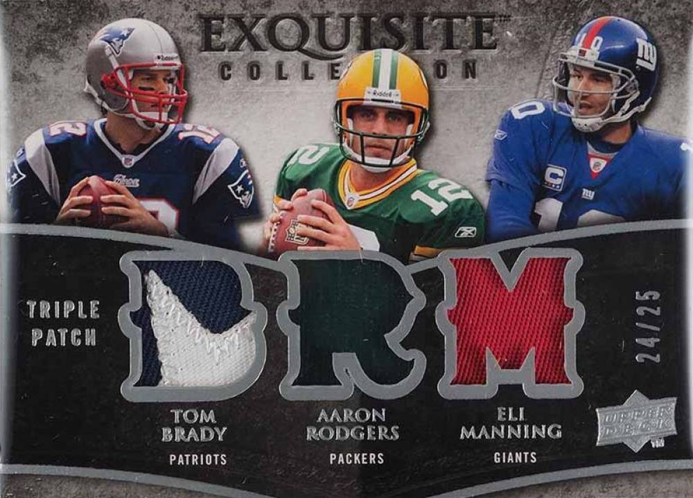 2009 Upper Deck Exquisite Collection Triple Patch Brady/Rodgers/Manning #TPBRM Football Card