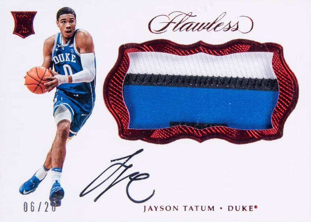 2017 Panini Flawless Collegiate Rookie Patch Autograph Jayson Tatum #JT Basketball Card