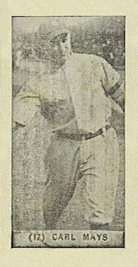 1928 Harrington's Ice Cream Carl Mays #17 Baseball Card