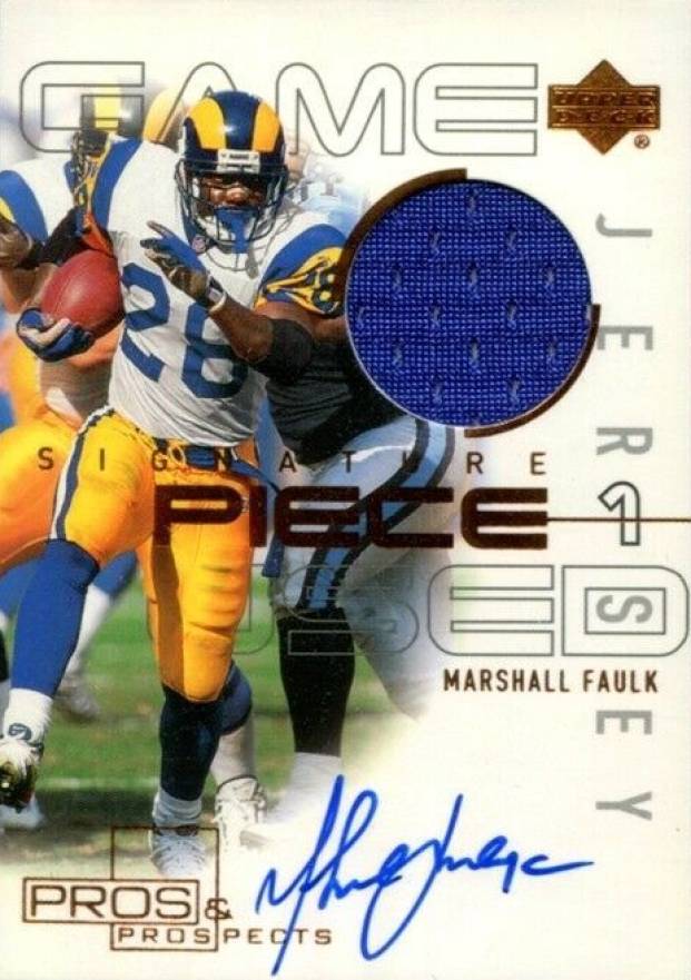 2000 Upper Deck Pros & Prospects Signature Piece 1 Marshall Faulk #SP-MF Football Card