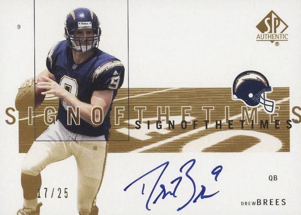 2001 SP Authentic Sign of the Times Drew Brees #DBr Football Card