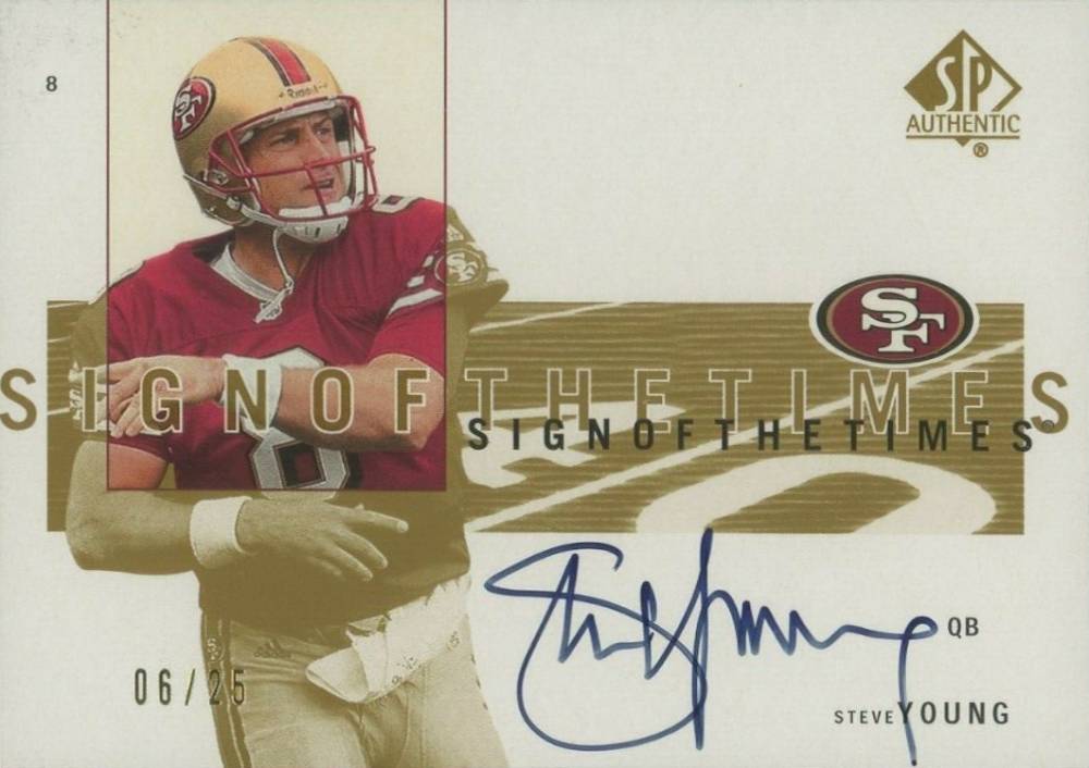 2001 SP Authentic Sign of the Times Steve Young #SY Football Card
