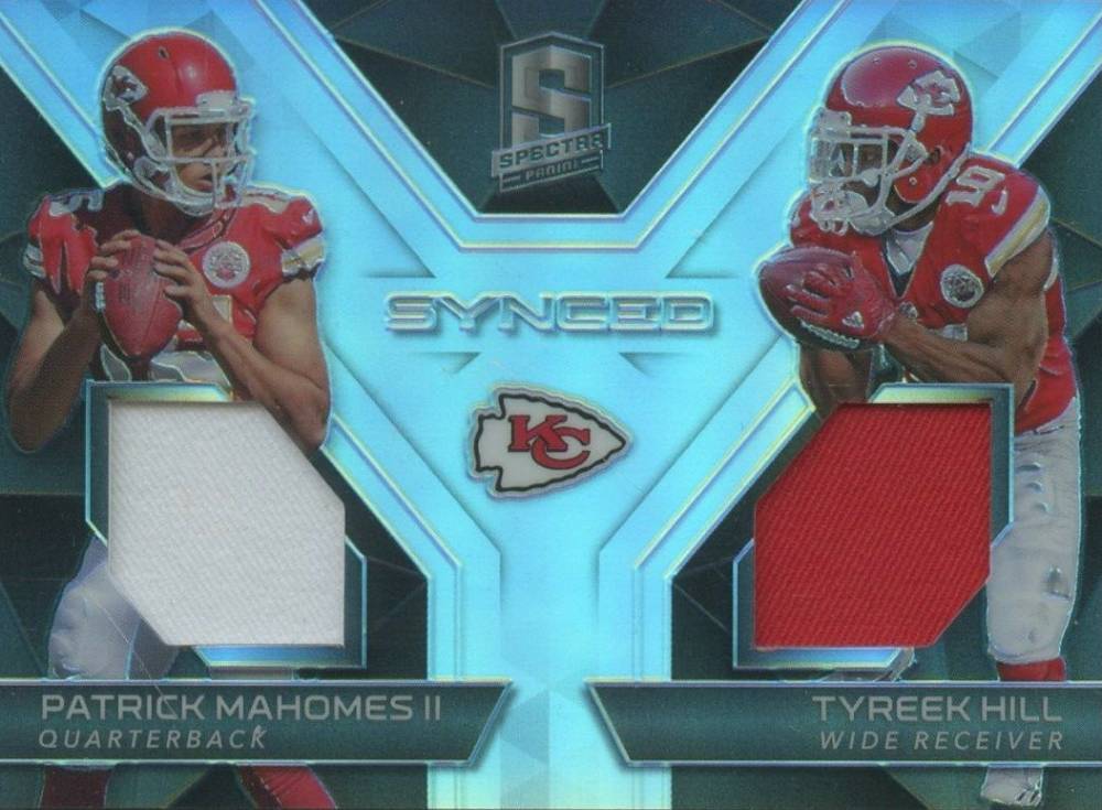 2017 Panini Spectra Synced Swatches Patrick Mahomes II/Tyreek Hill #10 Football Card