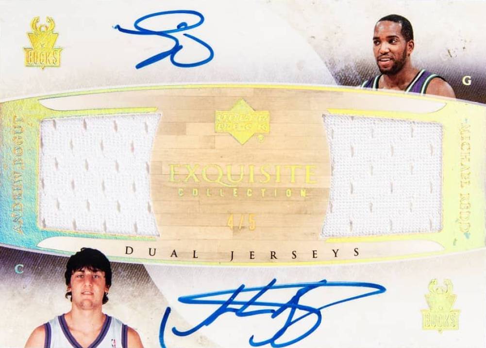 2005 Upper Deck Exquisite Collection Dual Jerseys Autographs Andrew Bogut/Michael Redd #DJABR Basketball Card