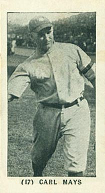 1928 Tharp's Ice Cream Carl Mays #17 Baseball Card
