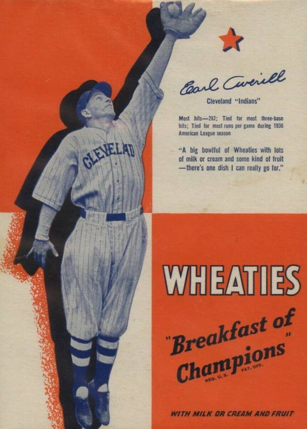 1937 Wheaties Series 8 Earl Averill # Baseball Card