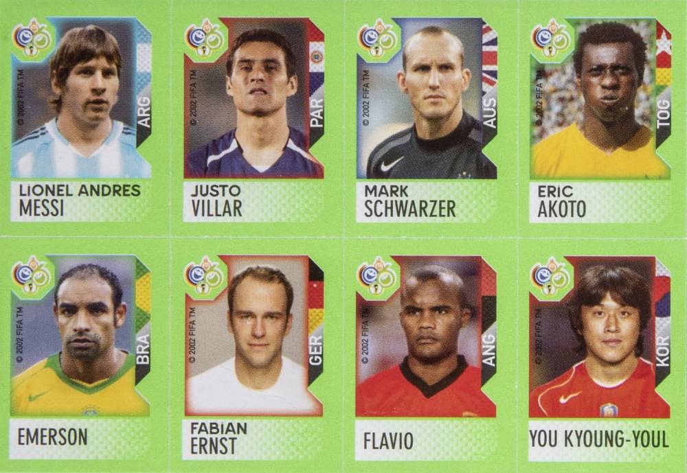 2006 Panini FIFA World Cup Germany Candy Album  Messi/Emerson/Ernst/Flavio/Villar/Schwarzer/Kyoung-Youl/Akoto # Soccer Card