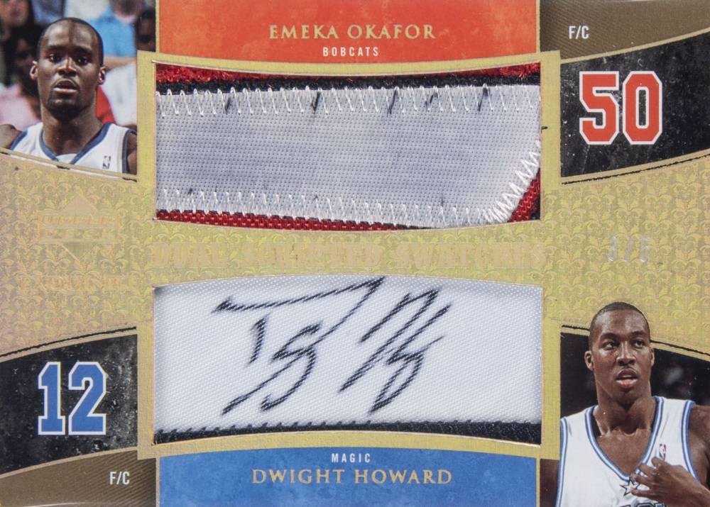 2005 Upper Deck Exquisite Collection Scripted Swatches Dual Emeka Okafor/Dwight Howard #DSSOH Basketball Card
