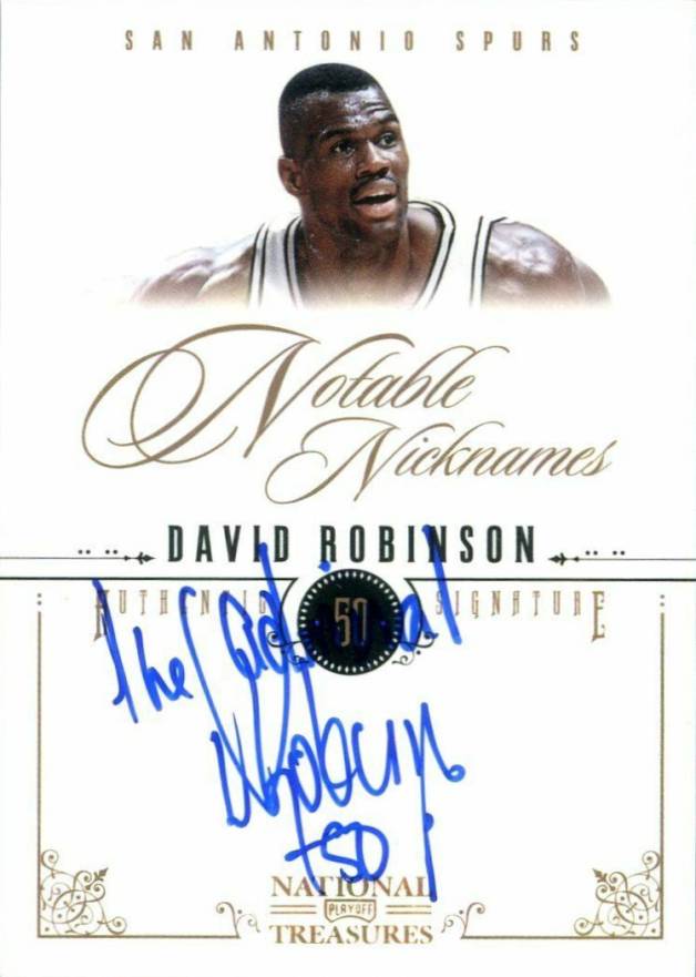 2010 Playoff National Treasures Notable Nicknames David Robinson #1 Basketball Card