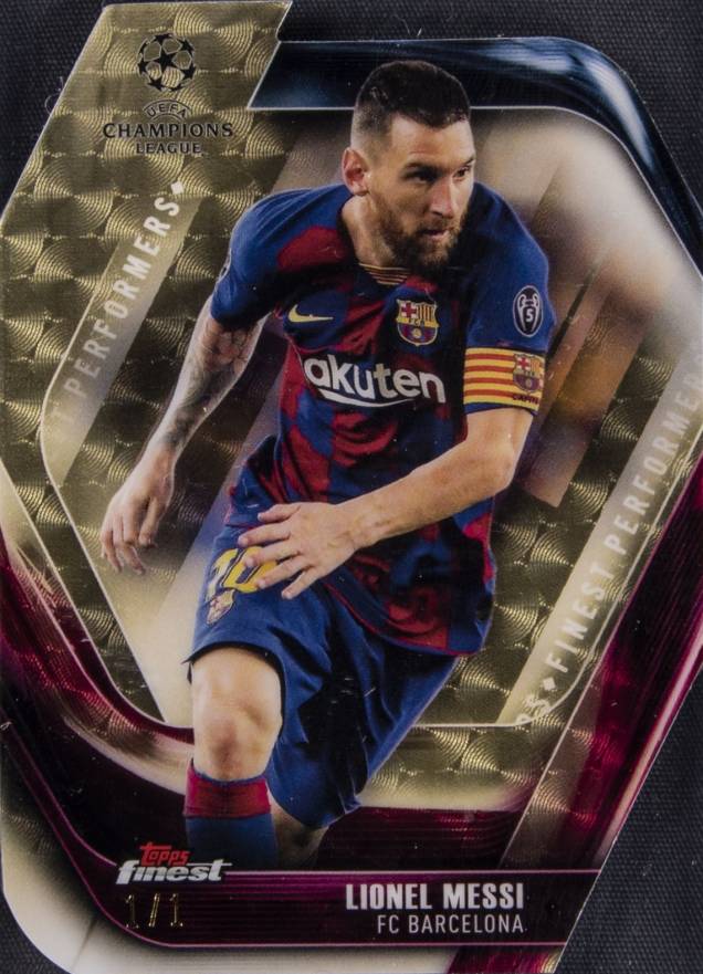 2019 Finest UEFA Champions League Performers Die-Cut Lionel Messi #LM Soccer Card