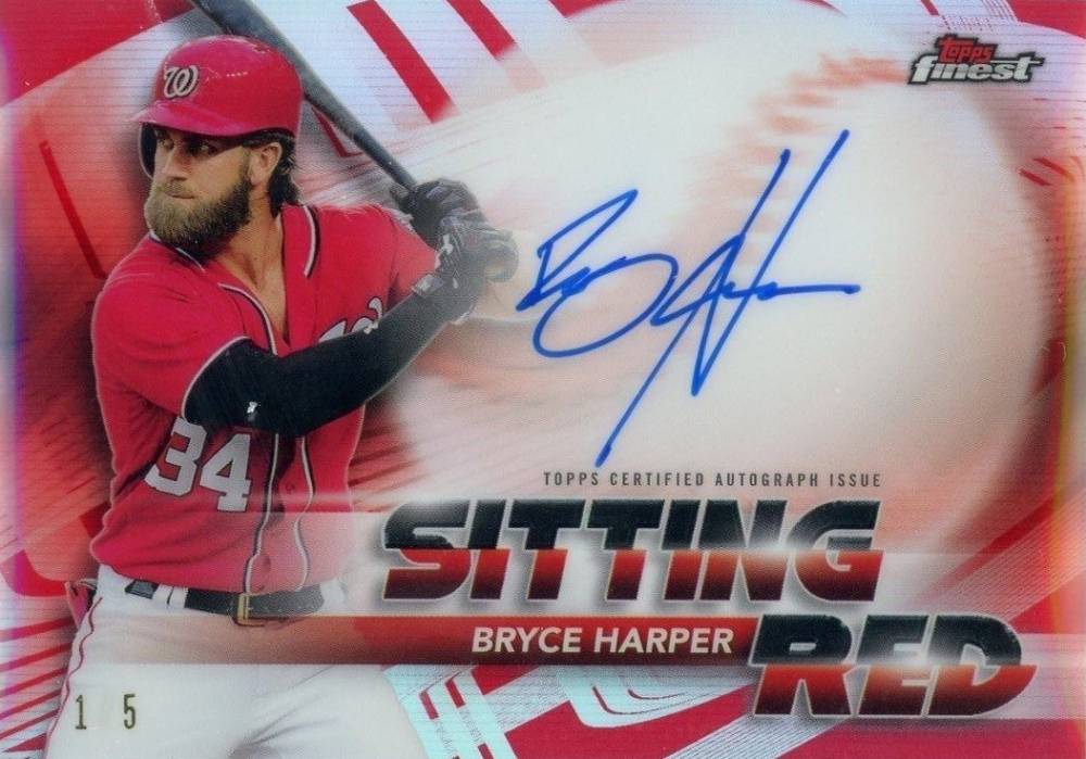 2018 Finest Sitting Red Autographs Bryce Harper #BH Baseball Card