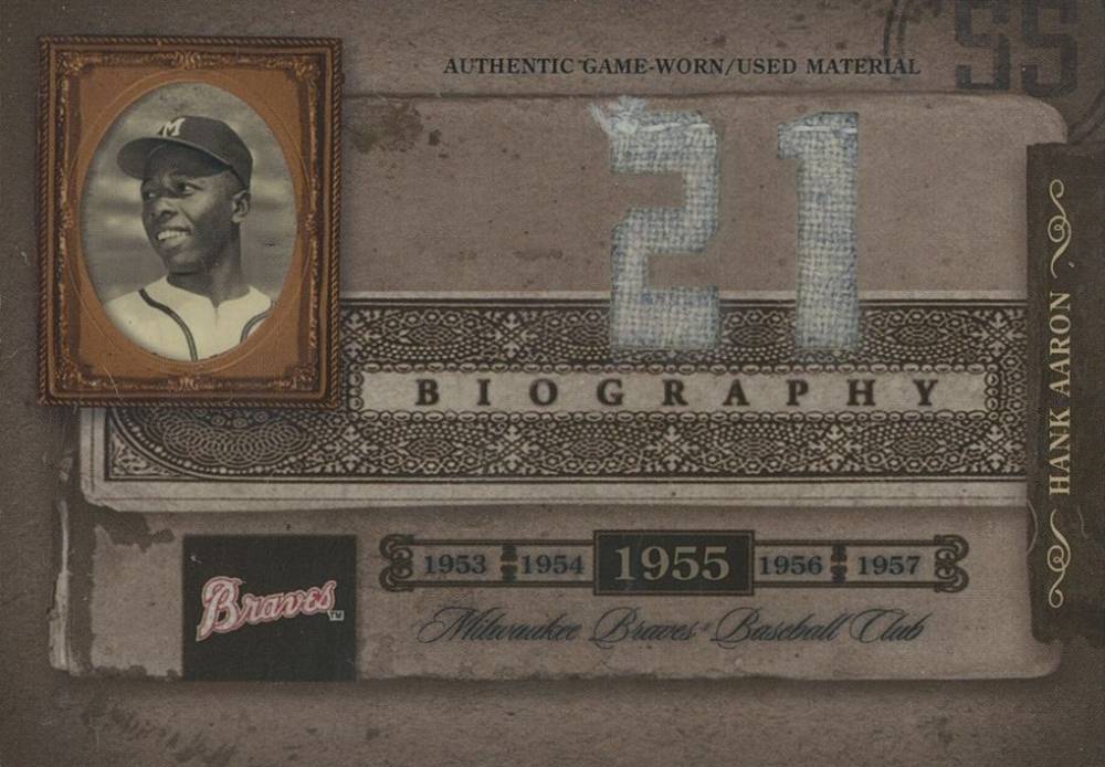 2005 Donruss Biography Aaron Home Run Materials Hank Aaron # Baseball Card