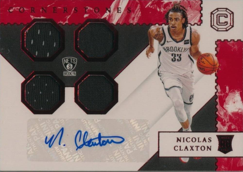 2019 Panini Chronicles Rookie Cornerstones Quad Relic Autographs Nicolas Claxton #RCNCL Basketball Card