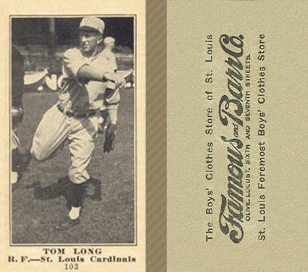 1916 Famous & Barr Tom Long #103 Baseball Card