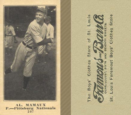 1916 Famous & Barr Co. Al. Mamaux #107 Baseball Card