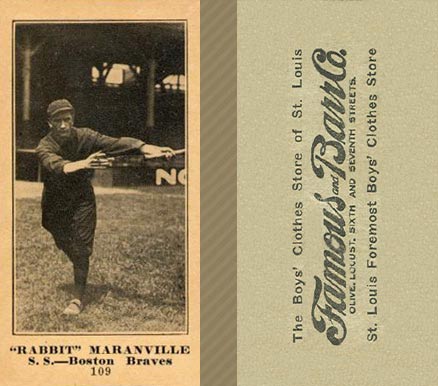 1916 Famous & Barr Co. Rabbit Maranville #109 Baseball Card