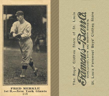 1916 Famous & Barr Co. Fred Merkle #116 Baseball Card