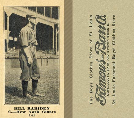 1916 Famous & Barr Co. Bill Rariden #141 Baseball Card