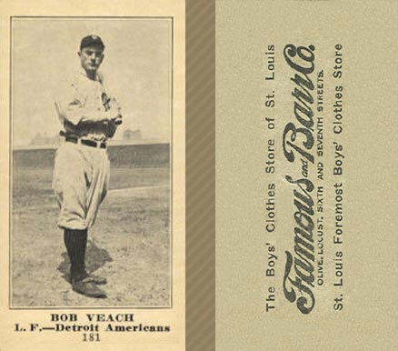 1916 Famous & Barr Bob Veach #181 Baseball Card