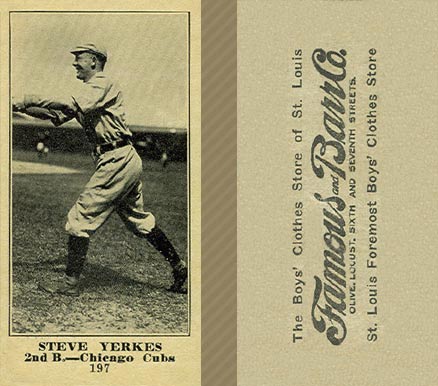 1916 Famous & Barr Co. Steve Yerkes #197 Baseball Card