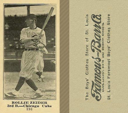 1916 Famous & Barr Co. Rollie Zeider #198 Baseball Card