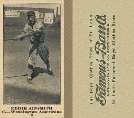 1916 Famous & Barr Co. Eddie Ainsmith #3 Baseball Card