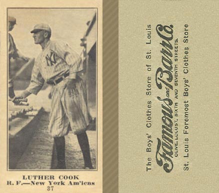 1916 Famous & Barr Co. Luther Cook #37 Baseball Card