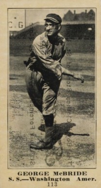 1916 Famous & Barr Co. George McBride #113 Baseball Card