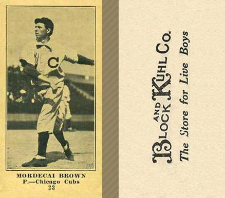 1916 Famous & Barr Co. Mordecai Brown #23b Baseball Card