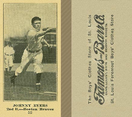 1916 Famous & Barr Co. Johnny Evers #55 Baseball Card