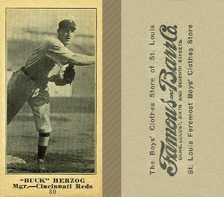 1916 Famous & Barr Co. Buck Herzog #80 Baseball Card