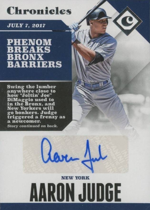 2017 Panini Chronicles Autograph Aaron Judge #CA-AJ Baseball Card