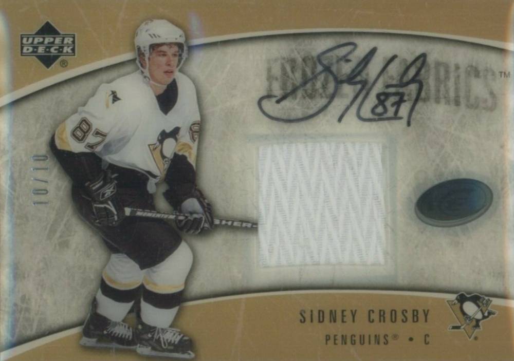 2005 Upper Deck Ice Frozen Fabrics Patch Autographs Sidney Crosby #FAPSC Hockey Card