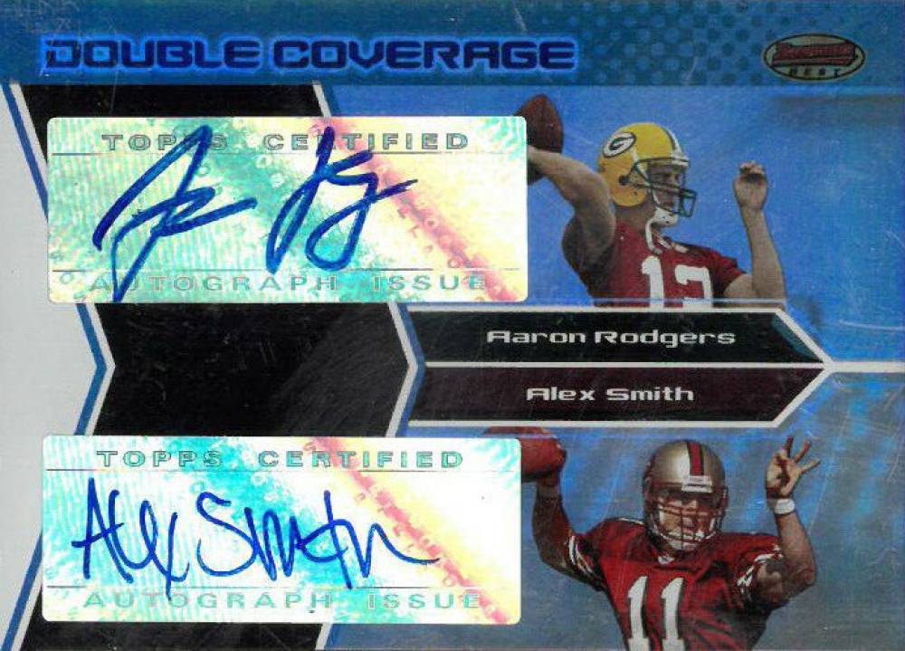 2005 Bowman's Best Double Coverage Autograph Aaron Rodgers/Alex Smith #DCARS Football Card